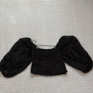 Lush Black Puff Sleeve Blouse